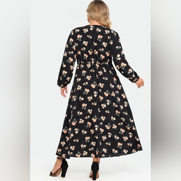 NEW NWT MeetCurve Floral Print Pocket Lantern Sleeve Wrap Maxi Dress 4XL - Picture 2 of 7